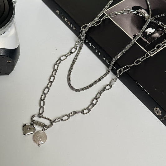 Double Chain Silver Necklace