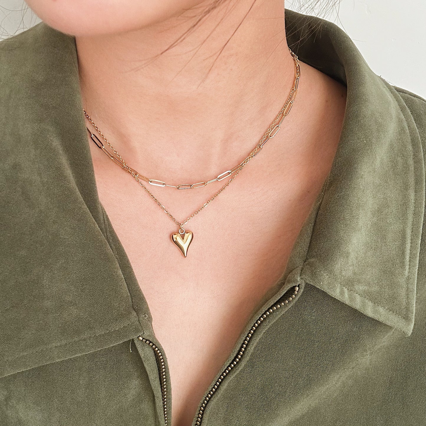 Double Layer Heart Necklace