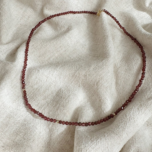 Simple Bead Garnet Necklace